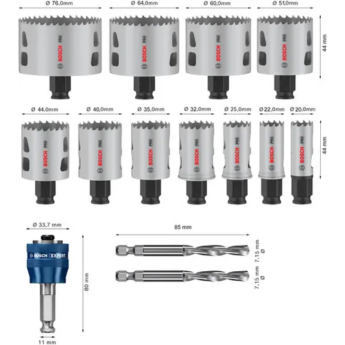 Hålsågsats Pro Multimaterial, 14 delar