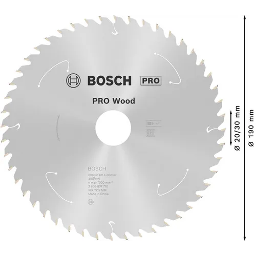 Cirkelsågklinga Standard f. batteridrift, Trä 190/30 mm, 48T