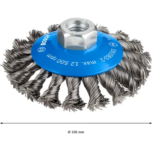 Stålborste konisk M14 Ø 100 mm, Grov