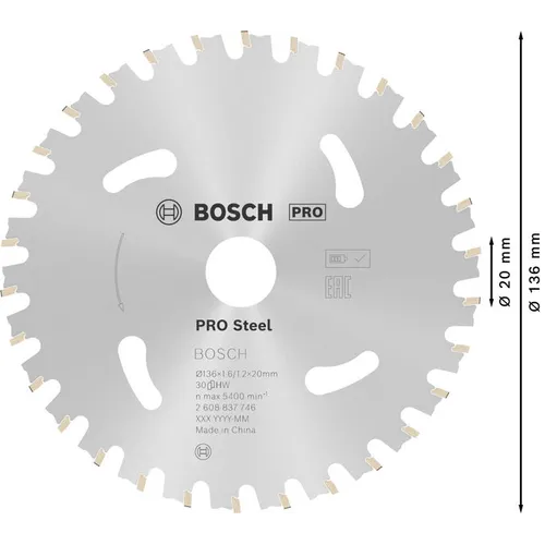 Cirkelsågklinga Standard f. batteridrift, Metall 136/20 mm, 30T