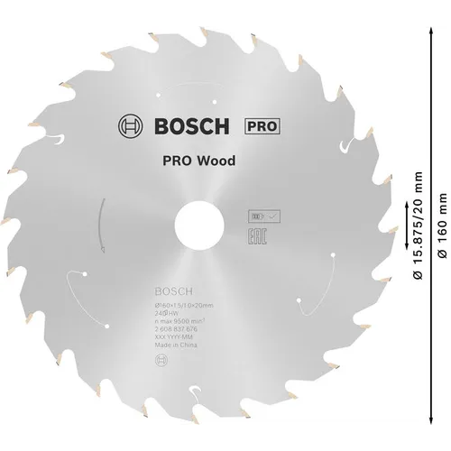 Cirkelsågklinga Standard f. batteridrift, Trä 160/20 mm, 24T
