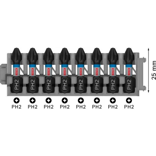 Bits PH Impact Control PH2, 25 mm, 8-pack