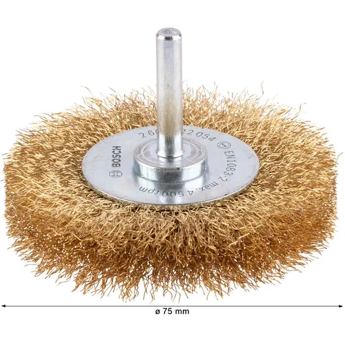 Skivstålborste Mässing, Ø 6 mm skaft Ø 75 mm