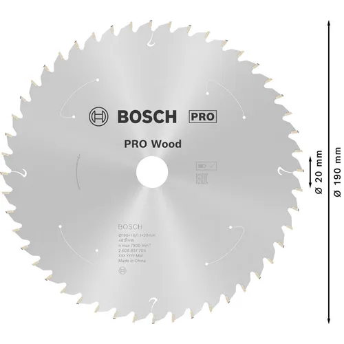 Cirkelsågklinga Standard f. batteridrift, Trä 190/20 mm, 48T