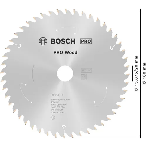 Cirkelsågklinga Standard f. batteridrift, Trä 160/20 mm, 48T
