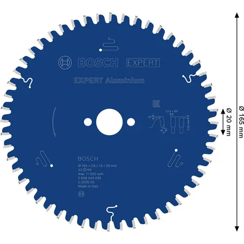 Cirkelsågklinga Expert f. batteridrift, Alu 165/20 mm, 52T