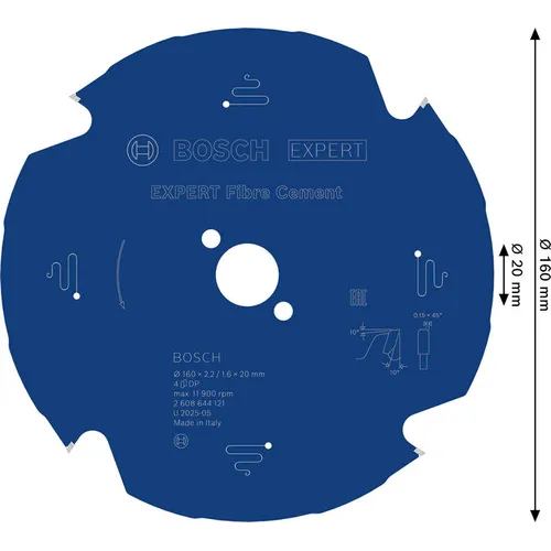 Cirkelsågklinga Expert Fibercement 160/20 mm, 4T
