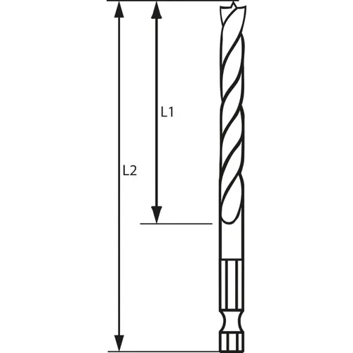 Träspiralborr, 1/4-tum insexskaft 3x33/74 mm, 1-pack