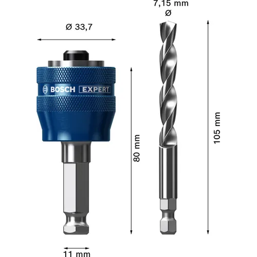 Hålsågadapter Power Change Plus Hex inkl. Metallborr, 7,15x105 mm