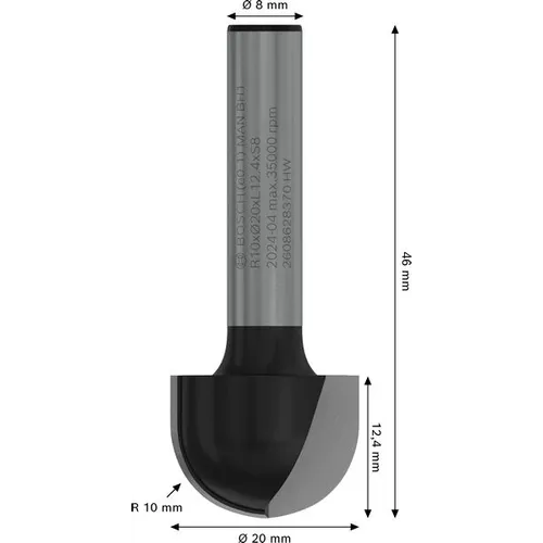 Hålkälsfräs HM Radie 10 mm