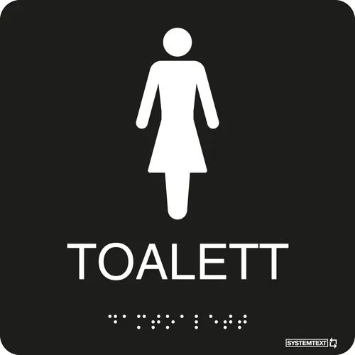 Toalettskylt  Dam taktil 150x150 mm