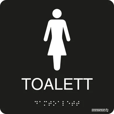 Toalettskylt  Dam taktil 150x150 mm