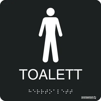 Toalettskylt Herr taktil 150x150 mm