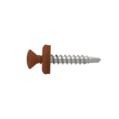 Fasadskruv låg för trä, C3 4,8x35, Tegelröd, 250 st/frp
