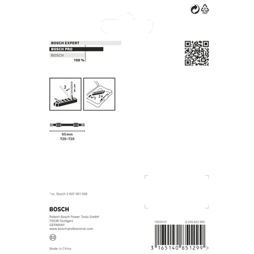 Bits Torx 65 mm Impact Control T20, 8-pack