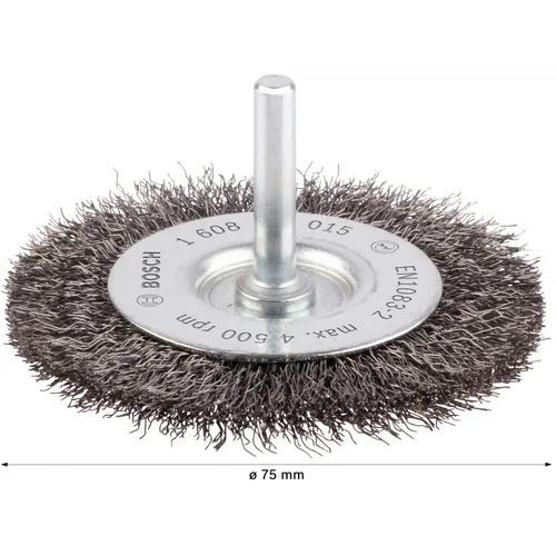 Skivstålborste, Ø 6 mm skaft Ø 75 mm, Medel