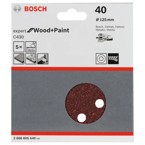 Sliprondell C430 Expert Trä/Färg 125 mm, K40, 5-pack