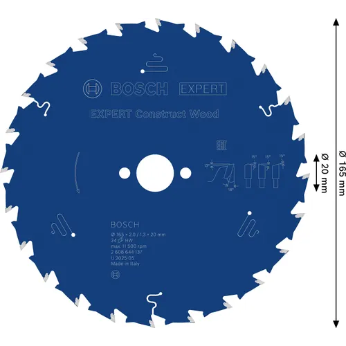 Cirkelsågklinga Expert Construct Wood 165/20 mm, 24T