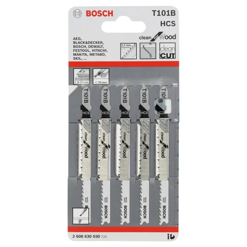 Sticksågsblad T 101 B Clean Trä 100 mm, 5-pack