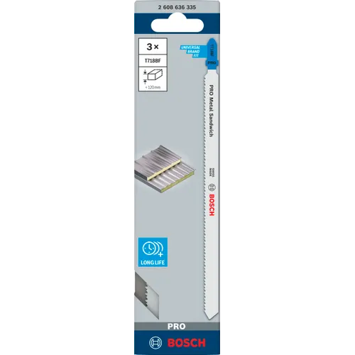 Sticksågsblad T 718 BF Flexible Metall-Sandwich 180 mm, 3-pack