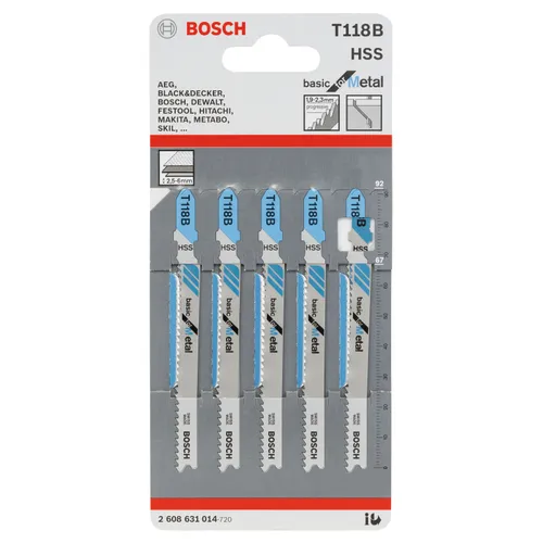 Sticksågsblad T 118 B Metall 92 mm, 5-pack