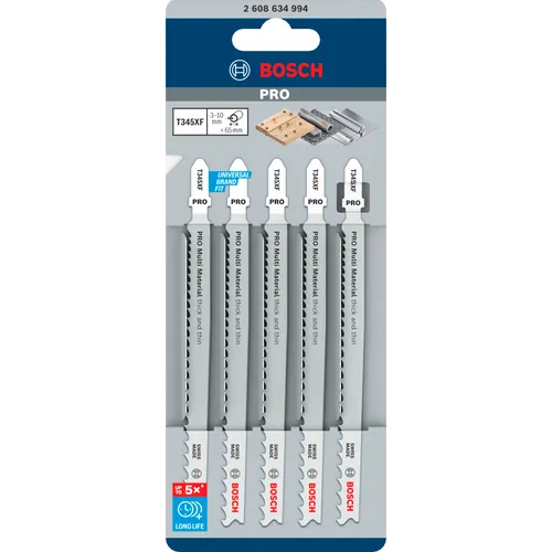 Sticksågsblad T 345 XF Trä/Metall 132 mm, 5-pack