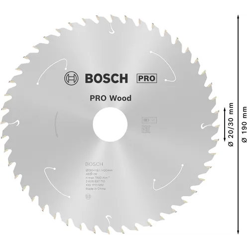Cirkelsågklinga Standard f. batteridrift, Trä 190/30 mm, 48T