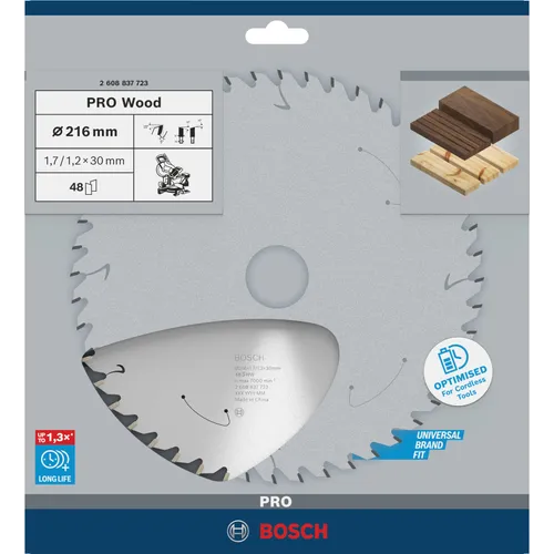 Cirkelsågklinga Standard f. batteridrift, Trä 216/30 mm, 48T