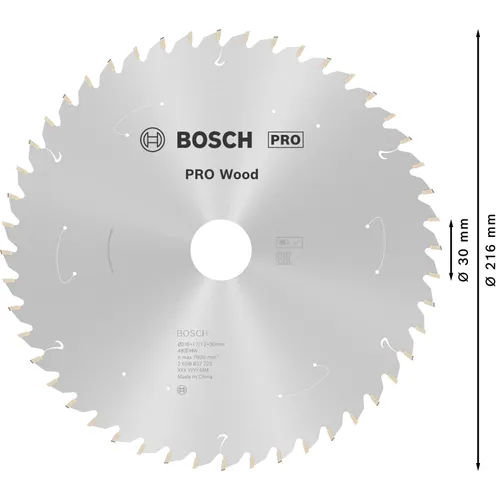 Cirkelsågklinga Standard f. batteridrift, Trä 216/30 mm, 48T