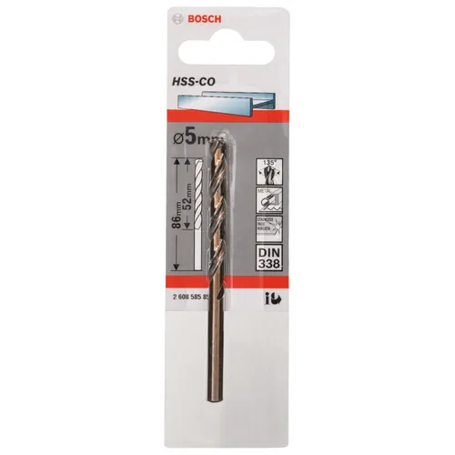 Metallborr HSS-CO 5,0x52/86 mm, 1-pack