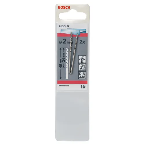 Metallborr HSS-G 2,0x40 mm, 2-pack
