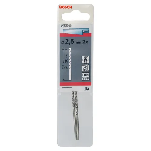 Metallborr HSS-G 2,5x57 mm, 2-pack