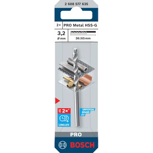 Metallborr PRO HSS-G 3,2x65 mm, 2-pack