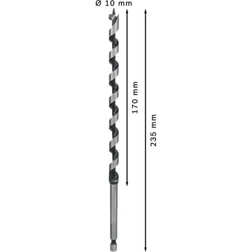 Träspiralborr, sexkantsskaft 10x170/235 mm, 1-pack