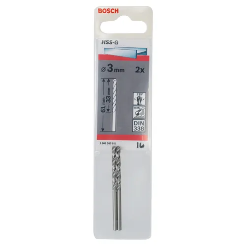 Metallborr HSS-G 3,0x61 mm, 2-pack
