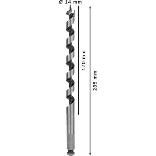 Träspiralborr, sexkantsskaft 14x170/235 mm, 1-pack