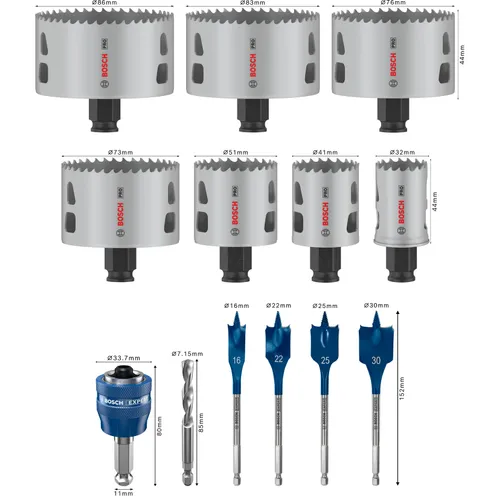 Hålsågsats Pro Multimaterial, 13 delar