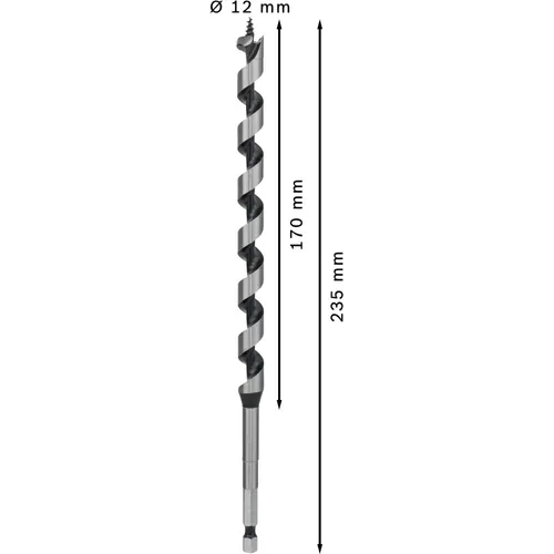 Träspiralborr, sexkantsskaft 12x170/235 mm, 1-pack