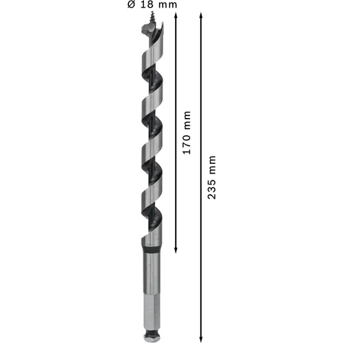 Träspiralborr, sexkantsskaft 18x170/235 mm, 1-pack