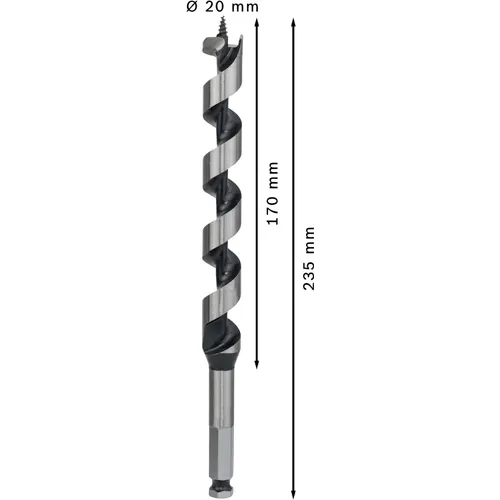 Träspiralborr, sexkantsskaft 20x170/235 mm, 1-pack