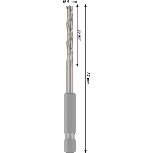Träspiralborr, 1/4-tum insexskaft 4x43/88 mm, 1-pack