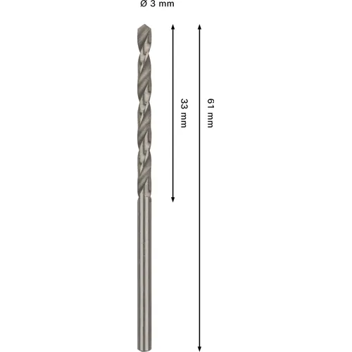 Metallborr HSS-G 3,0x61 mm, 2-pack