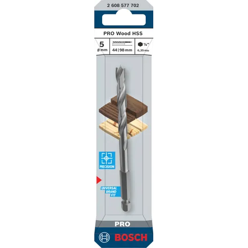 Träspiralborr, 1/4-tum insexskaft 5x52/99 mm, 1-pack