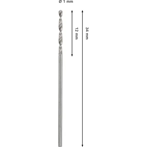 Metallborr HSS-G 1,0x34 mm, 2-pack