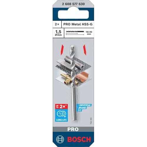 Metallborr HSS-G 1,5x40 mm, 2-pack