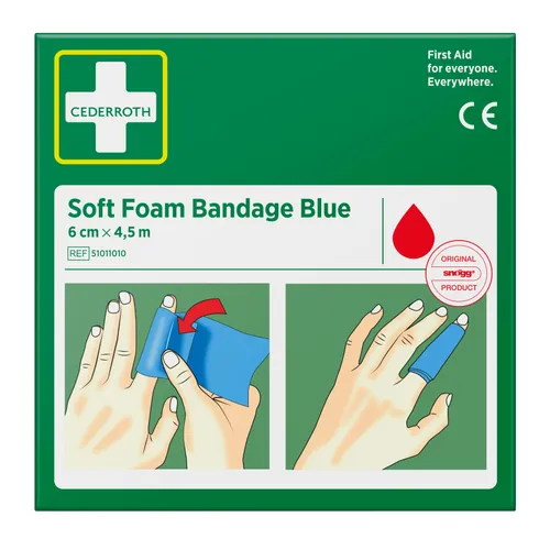 Förband Soft Foam Bandage Blue, 6 cm, 4,5 m