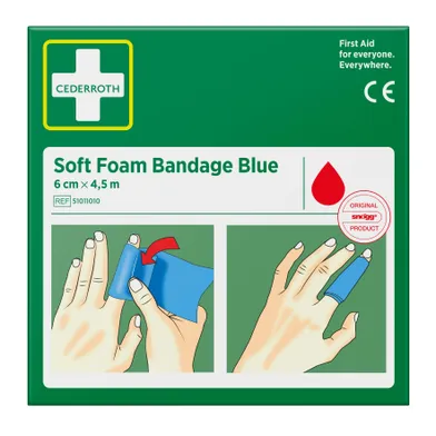 Förband Soft Foam Bandage Blue, 6 cm, 4,5 m