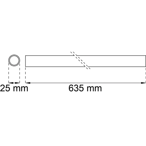 Klädstång 25x635 mm, Krom