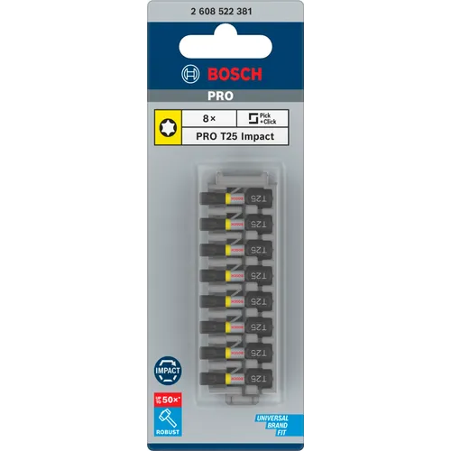 Bits Torx 25 mm Impact Control T25, 8-pack