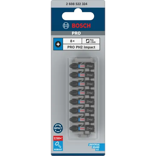 Bits PH Impact Control PH2, 25 mm, 8-pack